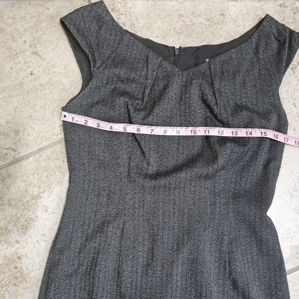 Mossimo Stretch Gray Herringbone Cap Sleeve Sheath Dress Size 8 Vintage Career - Picture 6 of 7
